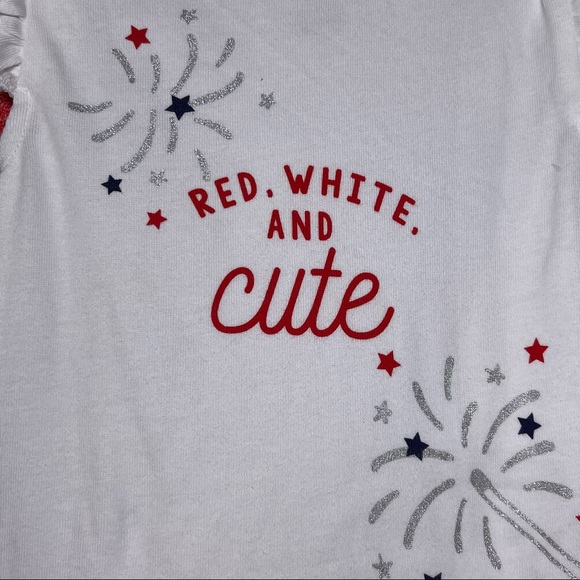 Carter's Red white & Cute Onesie Strawberry Shirt & Striped Shorts 3pc set 24M - Picture 5 of 8